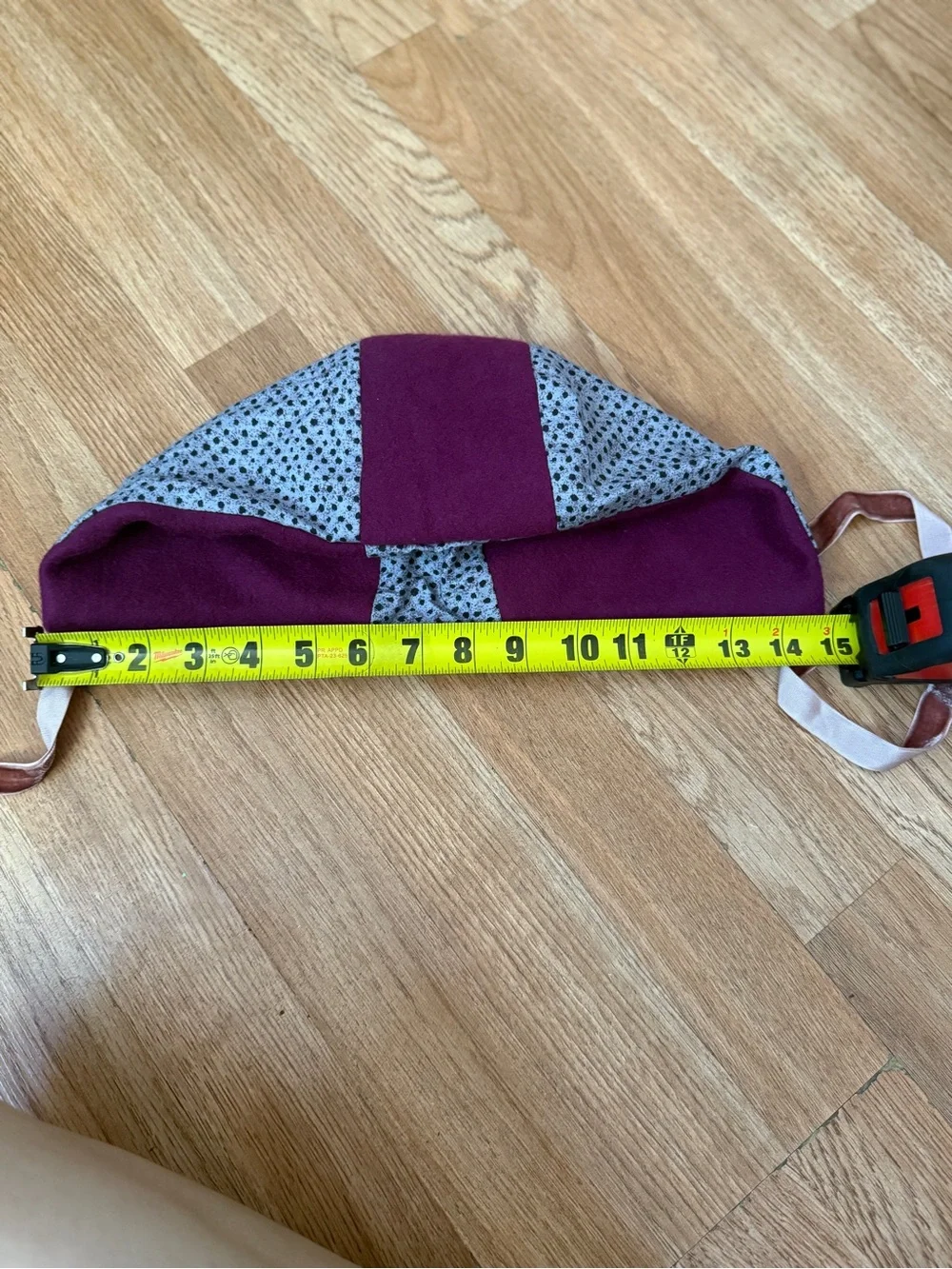 Burgundy & Gray Girls bonnet with velvet ribbon